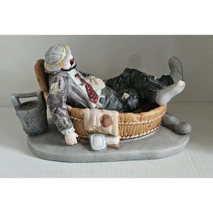 Vintage Emmett Kelly Jr. (EKJ)‎ Porcelain Clown by Flambro: Saturday Night